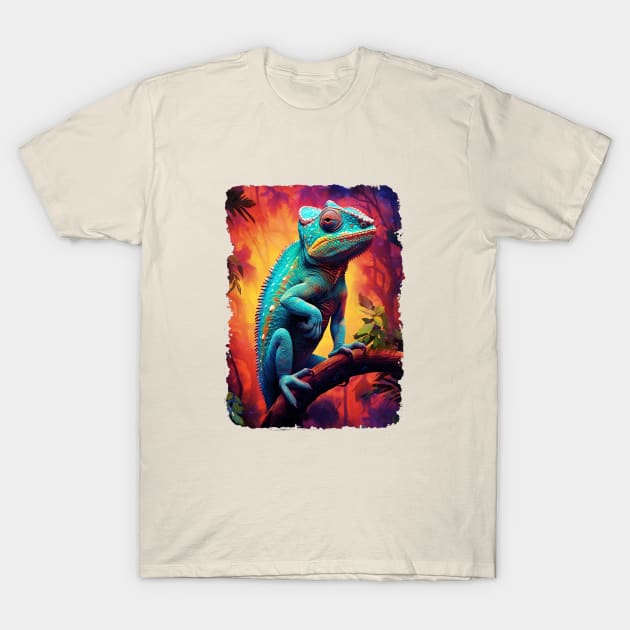 Teal Chameleon T-Shirt by DavidLoblaw